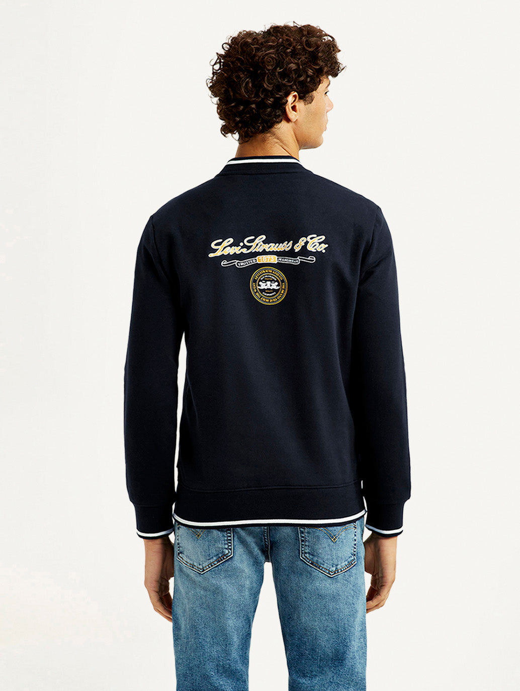 Men's Brand Logo Black Collar Neck Sweatshirt