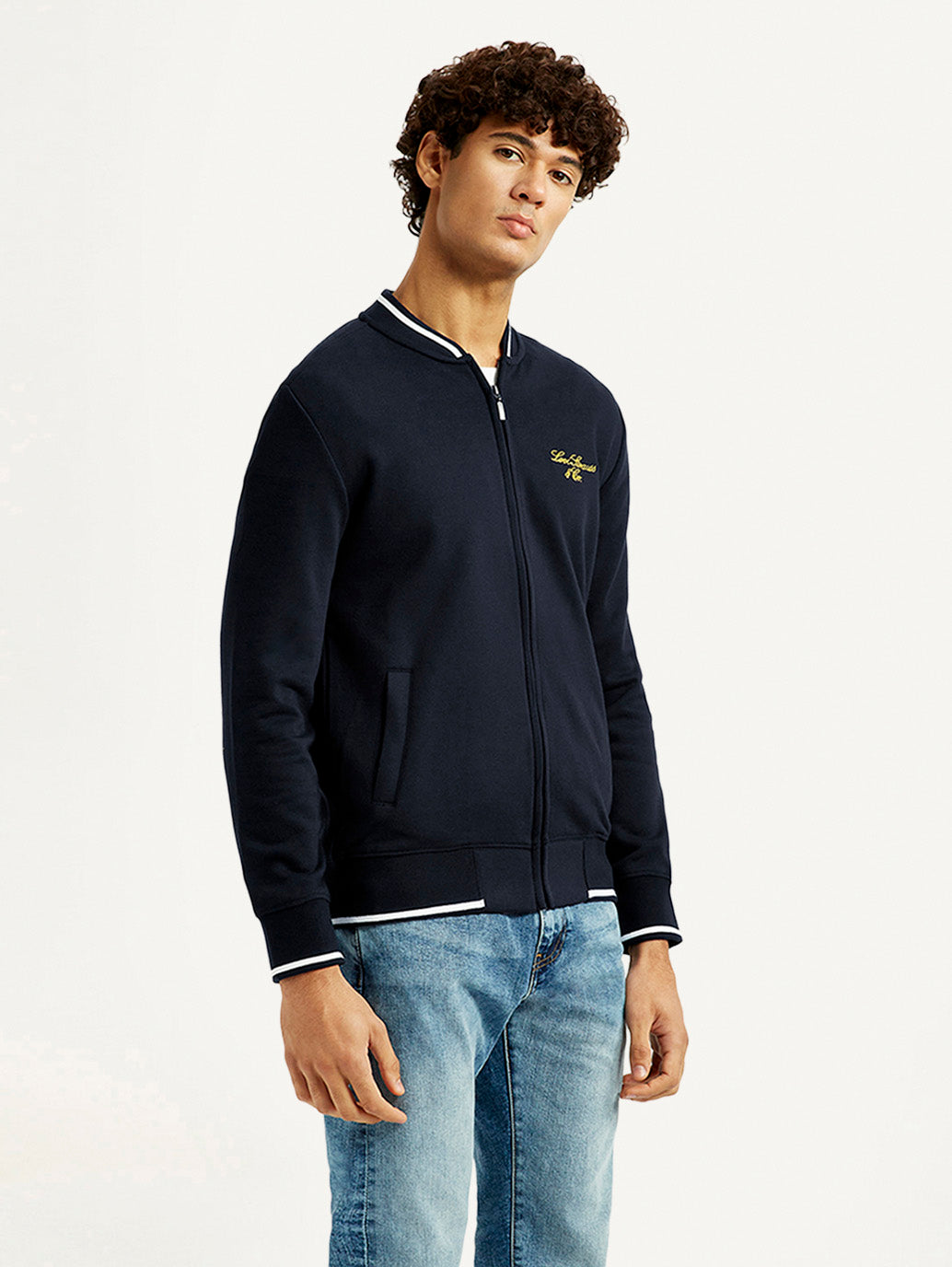 Men's Brand Logo Black Collar Neck Sweatshirt