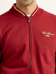 Men's Brand Logo Red Collar Neck Sweatshirt