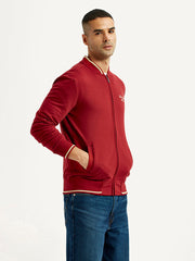 Men's Brand Logo Red Collar Neck Sweatshirt