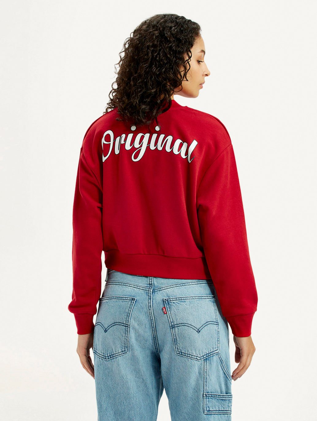 Women'S Brand Logo Red Collar Neck Sweatshirt