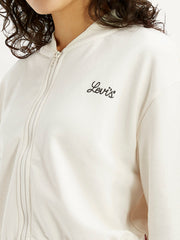 Women'S Graphic Print Off White Collar Neck Sweatshirt