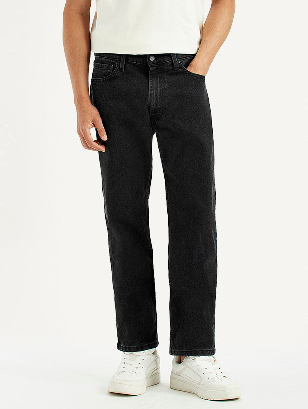 Front view of Levi's men's jeans style 002IJ-0034, showing classic fit denim with front pockets and button closure.