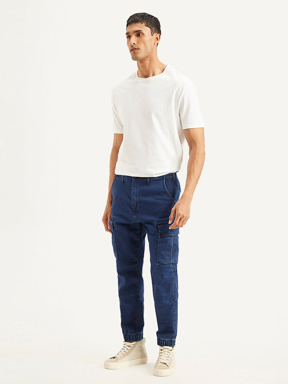 Men'S Tapered Dark Blue Utility Cargo Jogger - Goyalsons ShopMax