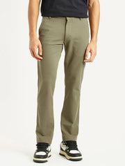 Men'S Olive Slim Fit Mid Rise Chinos