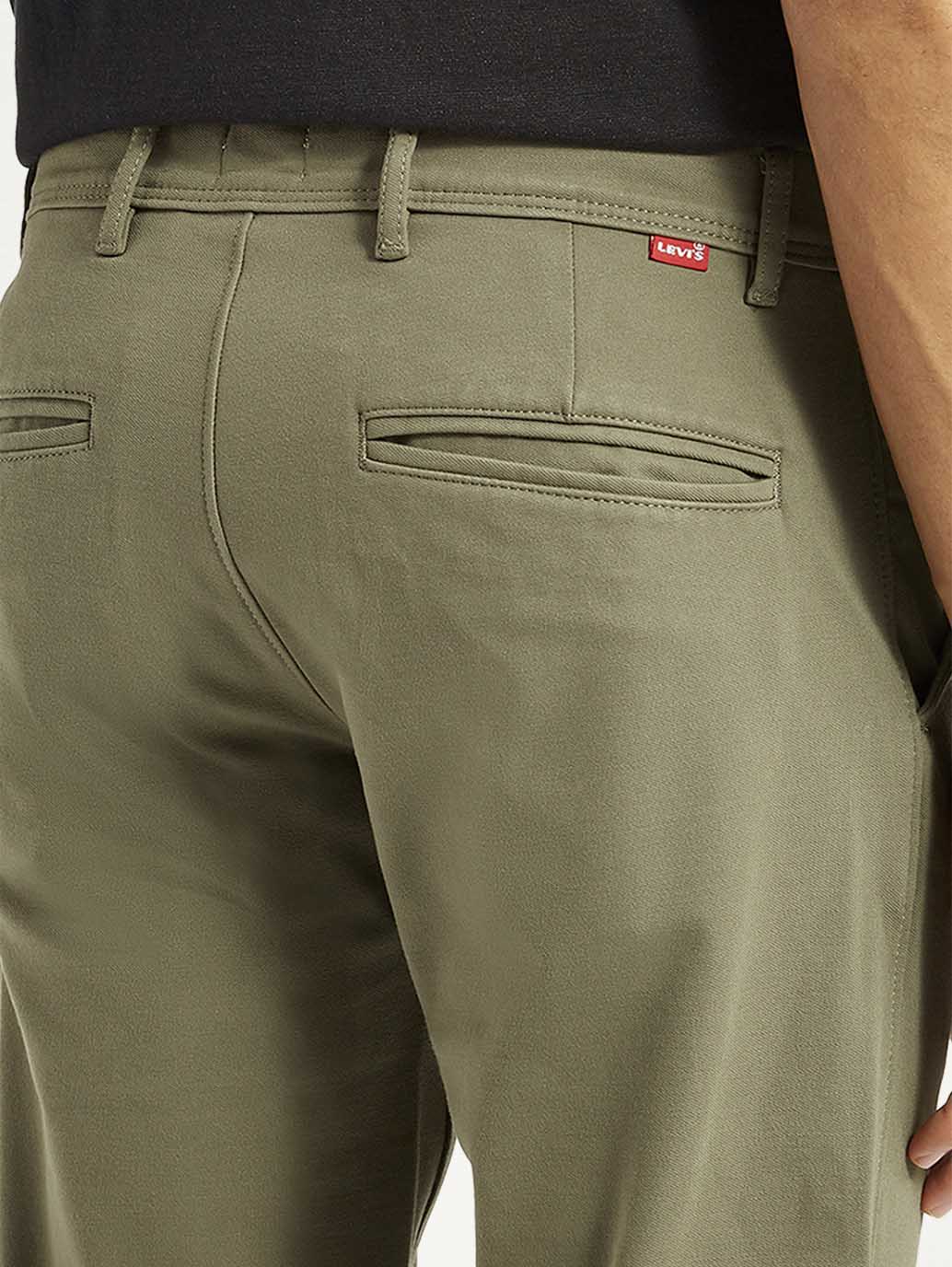 Men'S Olive Slim Fit Mid Rise Chinos