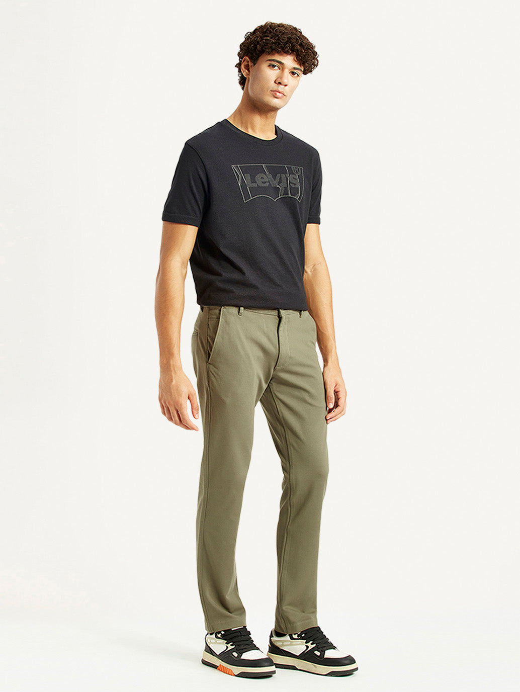 Men'S Olive Slim Fit Mid Rise Chinos