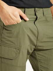 Men'S Olive Slim Fit Cargo Trousers