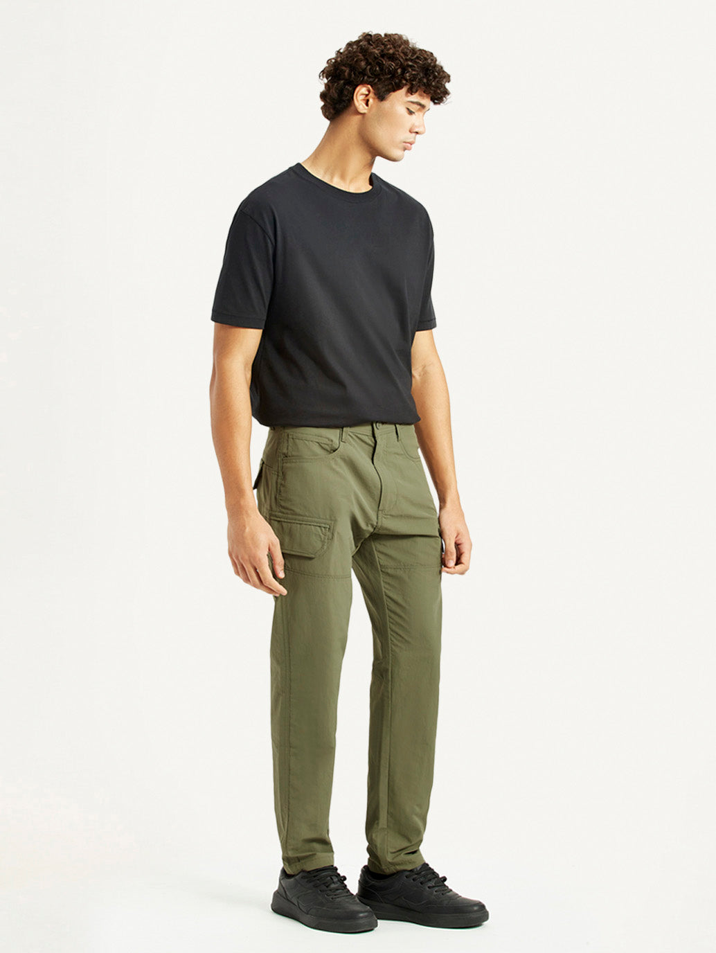 Men'S Olive Slim Fit Cargo Trousers