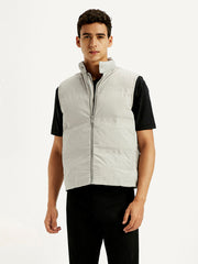 Men'S Solid Grey Puffer Jacket