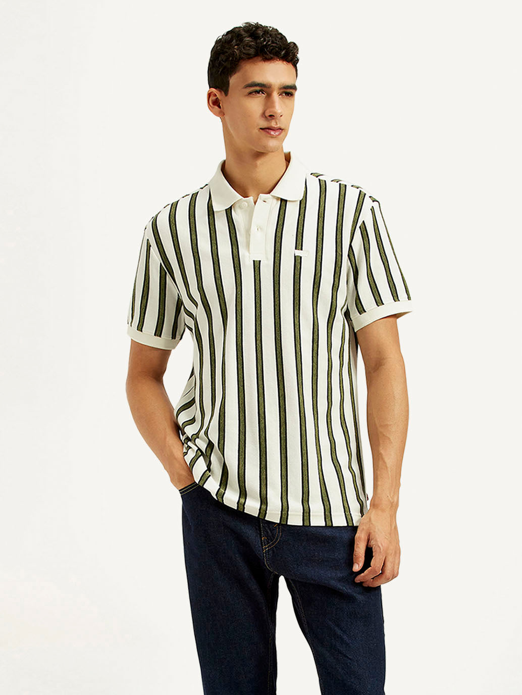 Men'S Striped Slim Fit Polo T-Shirt