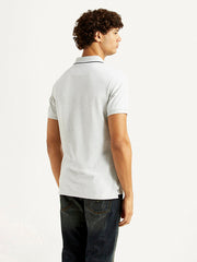 Levi's men's light grey slim fit polo T-shirt shown from back view, casual short-sleeve top for men.