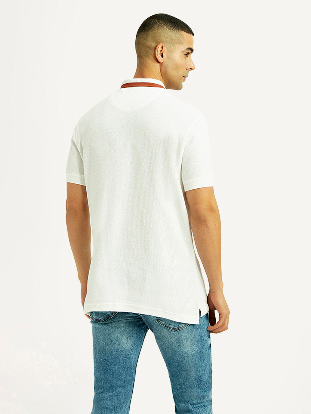 Men'S Solid White Slim Fit Polo T-Shirt