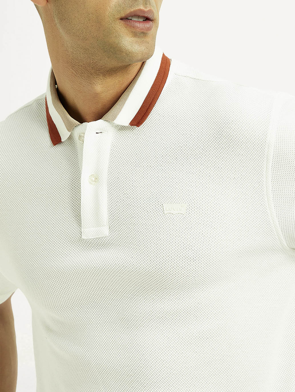 Men'S Solid White Slim Fit Polo T-Shirt