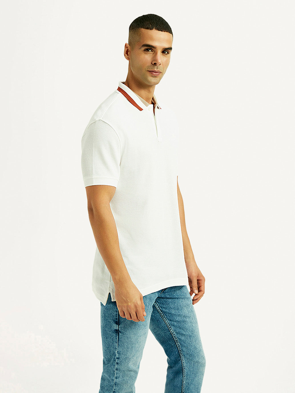 Men'S Solid White Slim Fit Polo T-Shirt