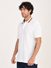 Men'S Solid White Slim Fit Polo T-Shirt