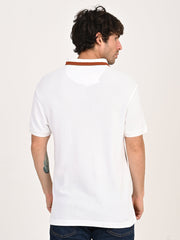 Men'S Solid White Slim Fit Polo T-Shirt
