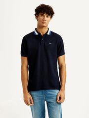 Men'S Solid Black Slim Fit Polo T-Shirt
