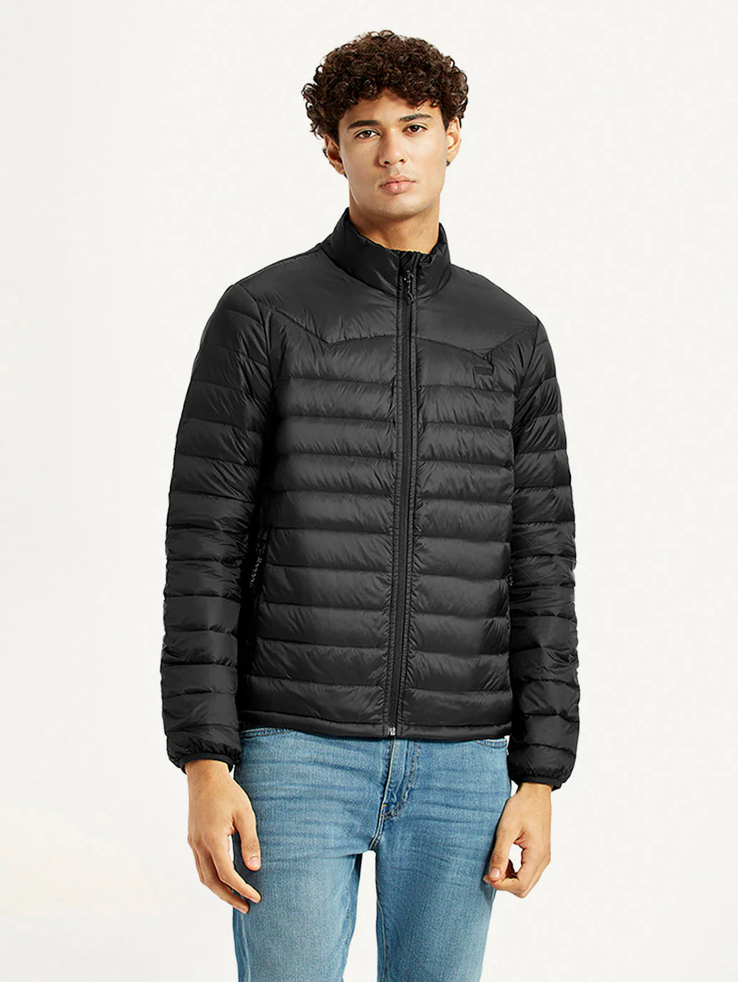 Men'S Quilted Black Slim Fit Puffer Jacket