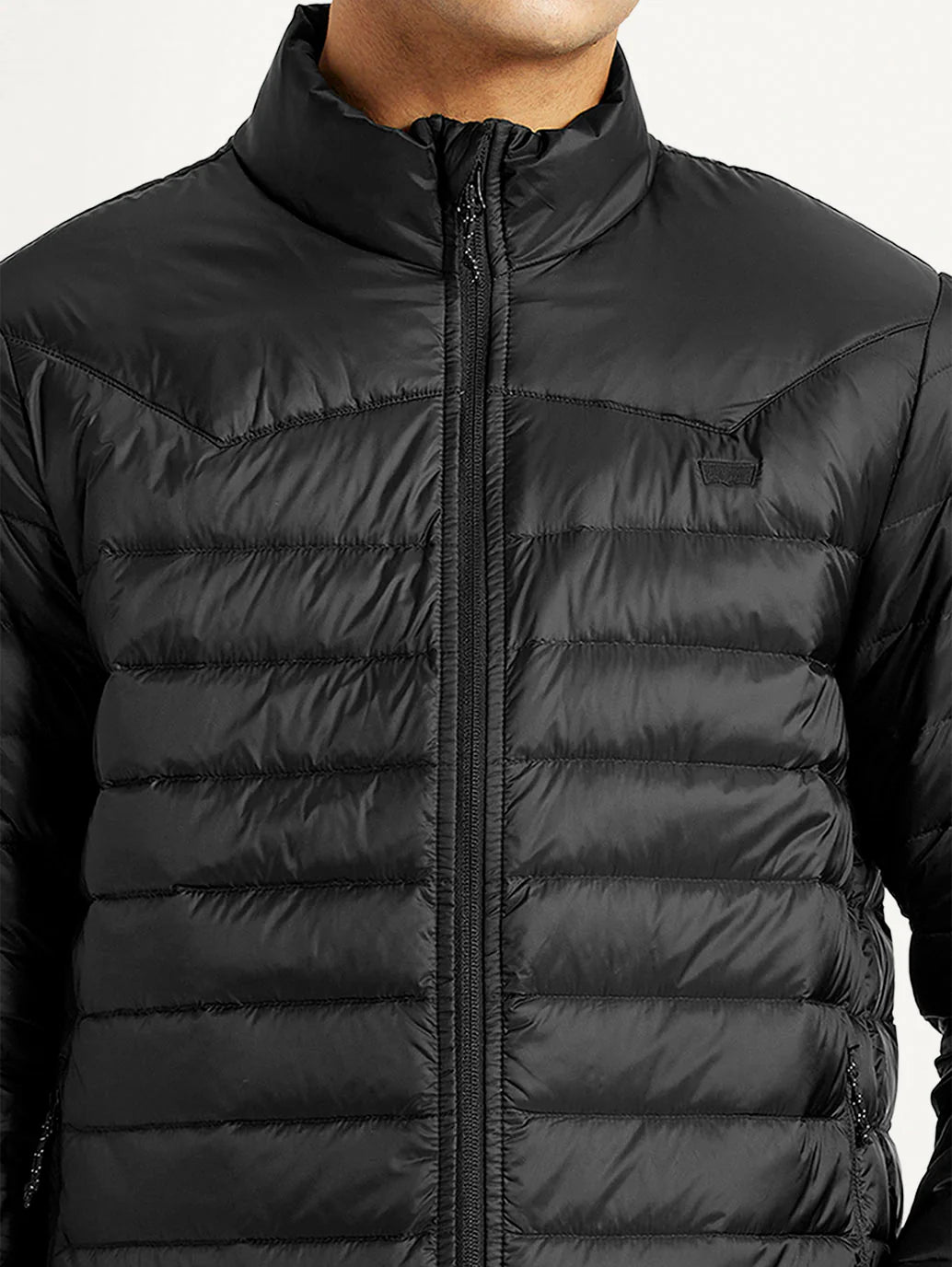 Men'S Quilted Black Slim Fit Puffer Jacket
