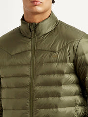 Men'S Quilted Olive Puffer Jacket - Goyalsons ShopMax