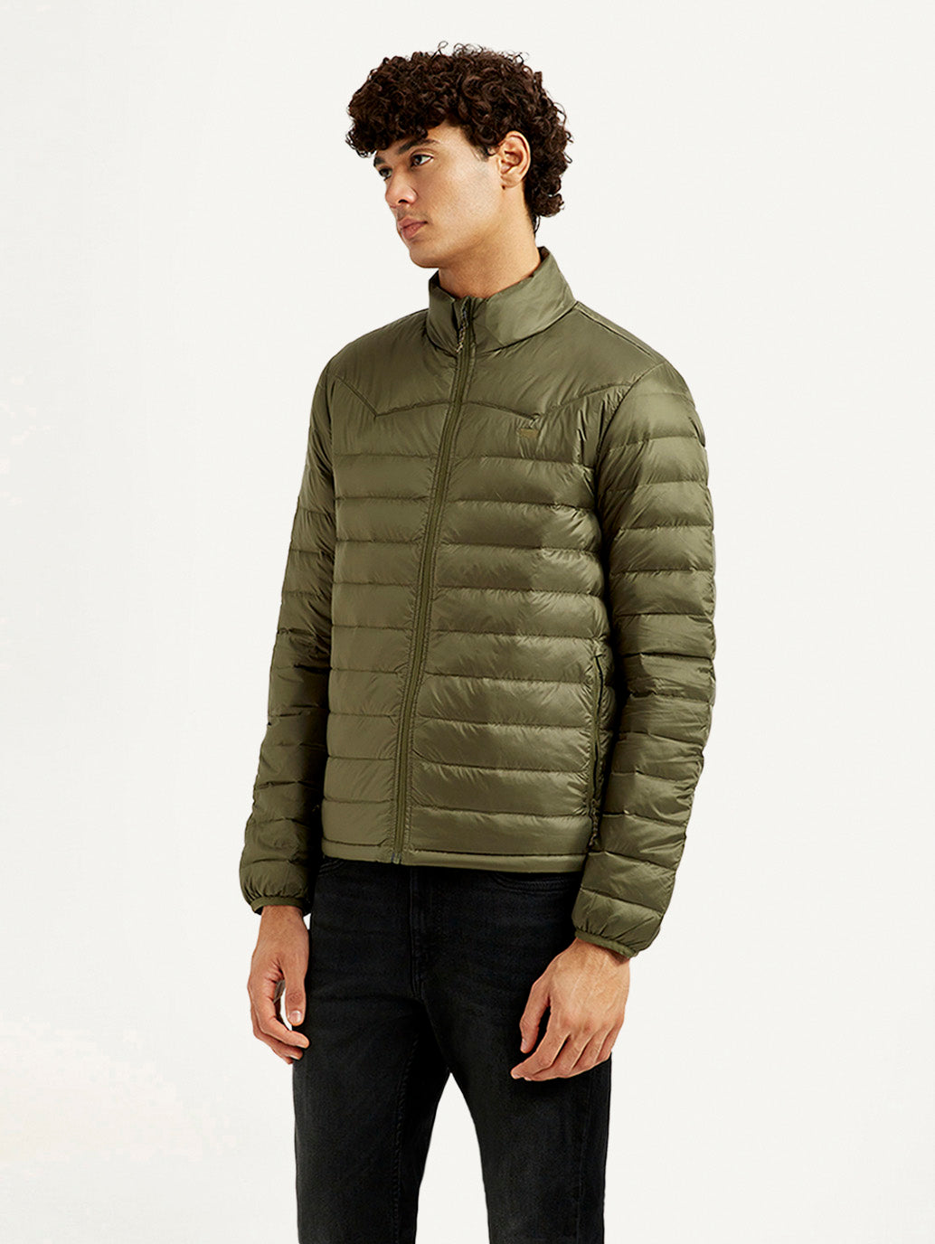 Men'S Quilted Olive Puffer Jacket - Goyalsons ShopMax