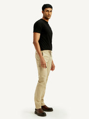 Men'S 511 Beige Slim Fit Mid Rise Cargo Trousers