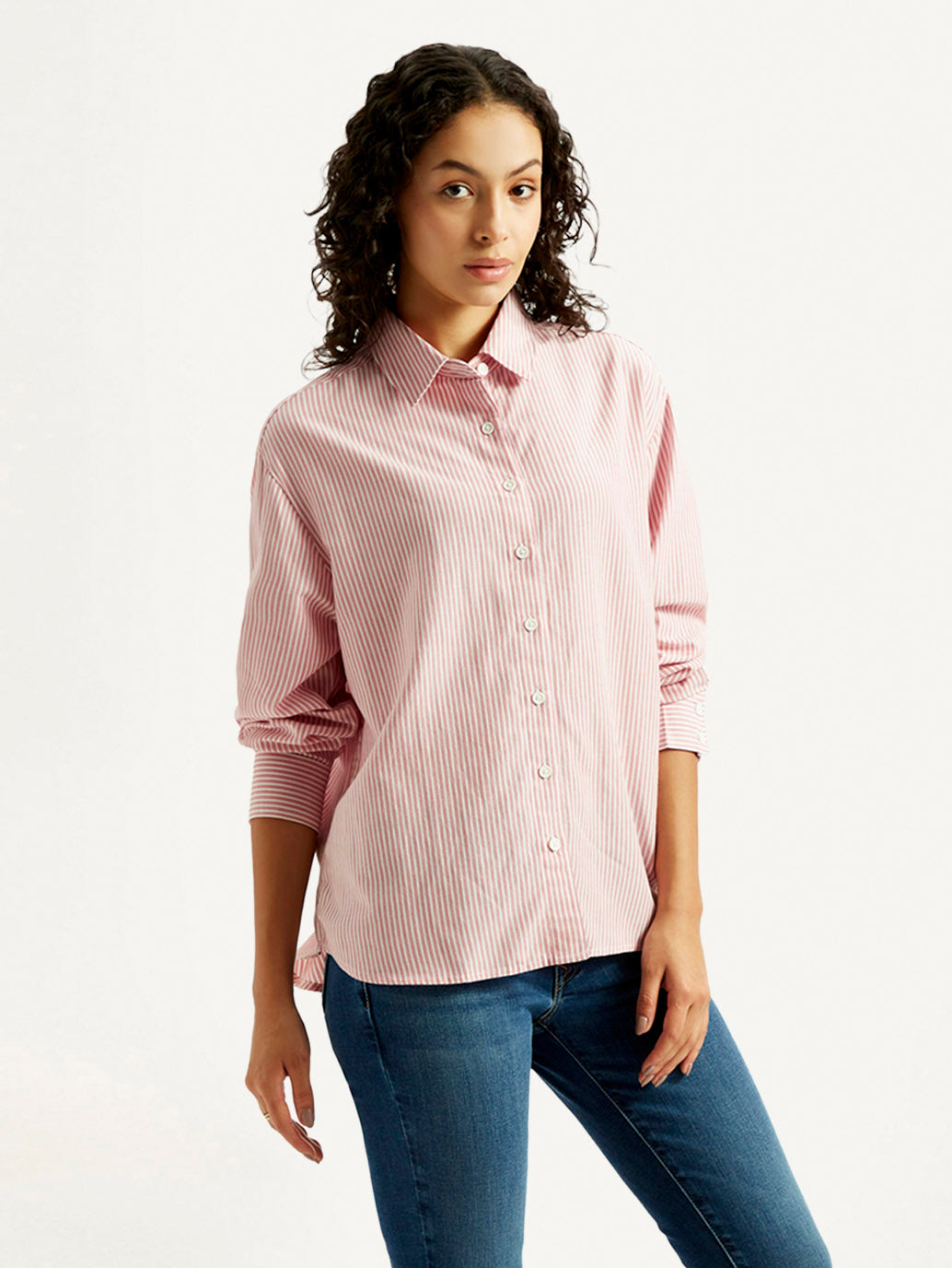 Women'S Striped Slim Fit Linen Shirt