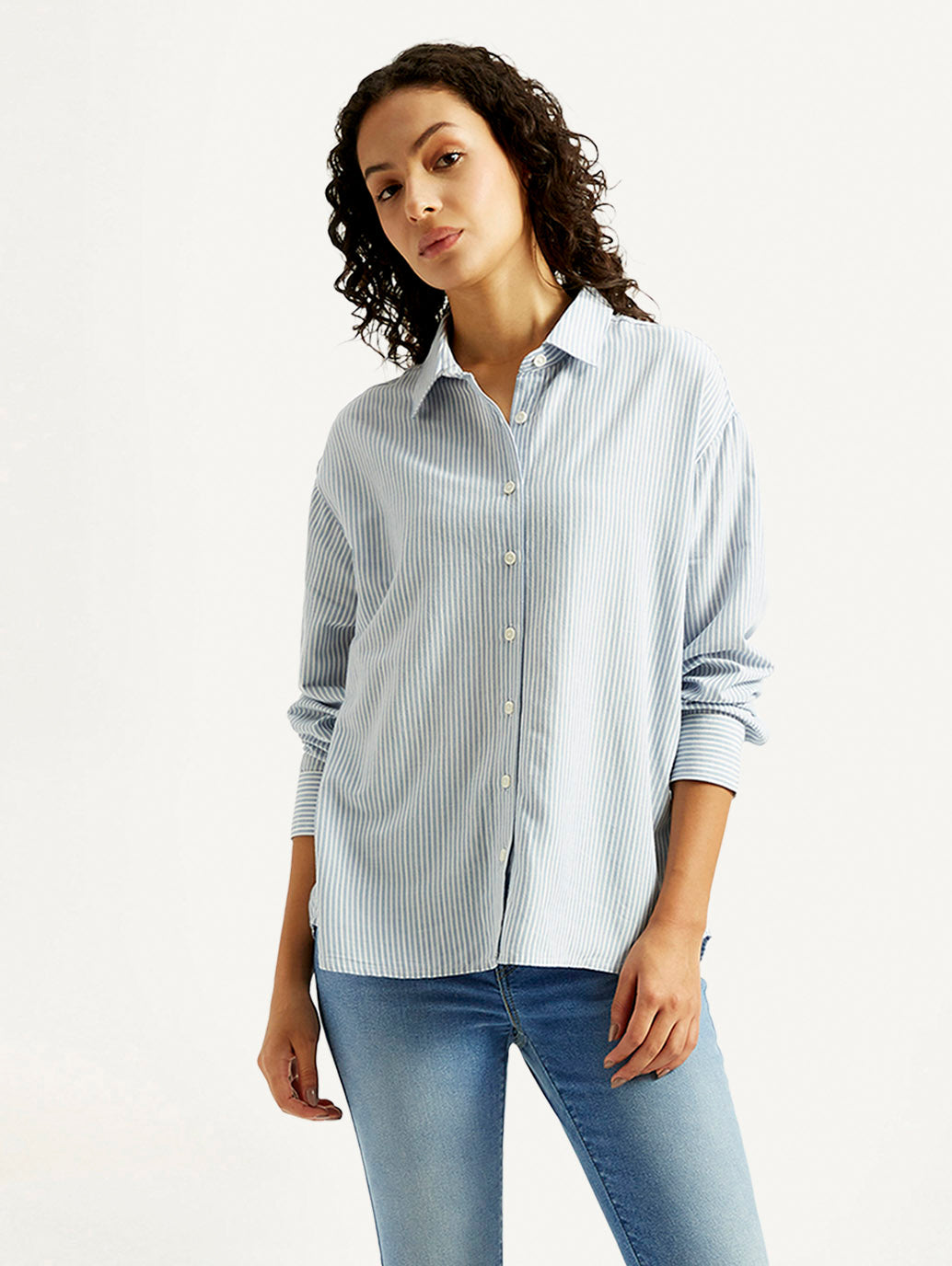 Women'S Striped Slim Fit Linen Shirt