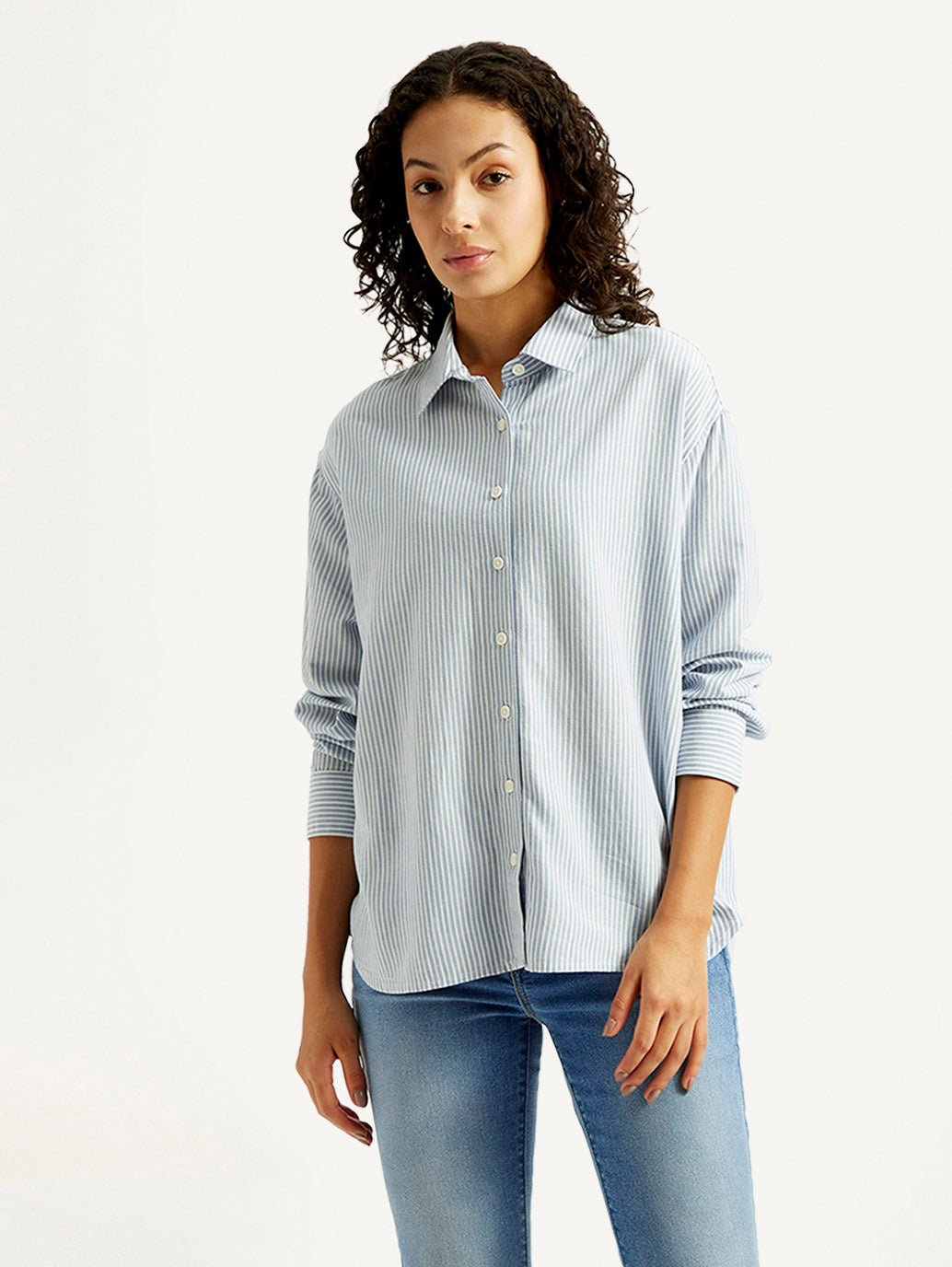 Women'S Striped Slim Fit Linen Shirt