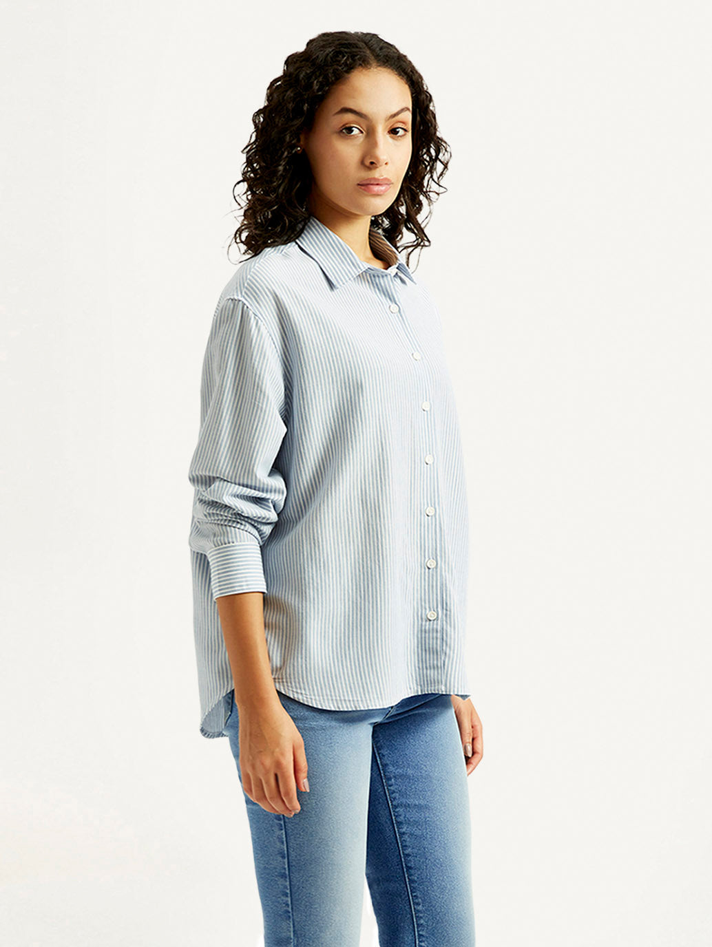 Women'S Striped Slim Fit Linen Shirt