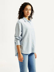 Women'S Striped Slim Fit Linen Shirt