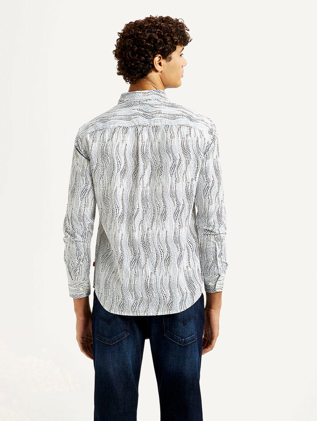 Men'S Abstract White Slim Fit Shirt