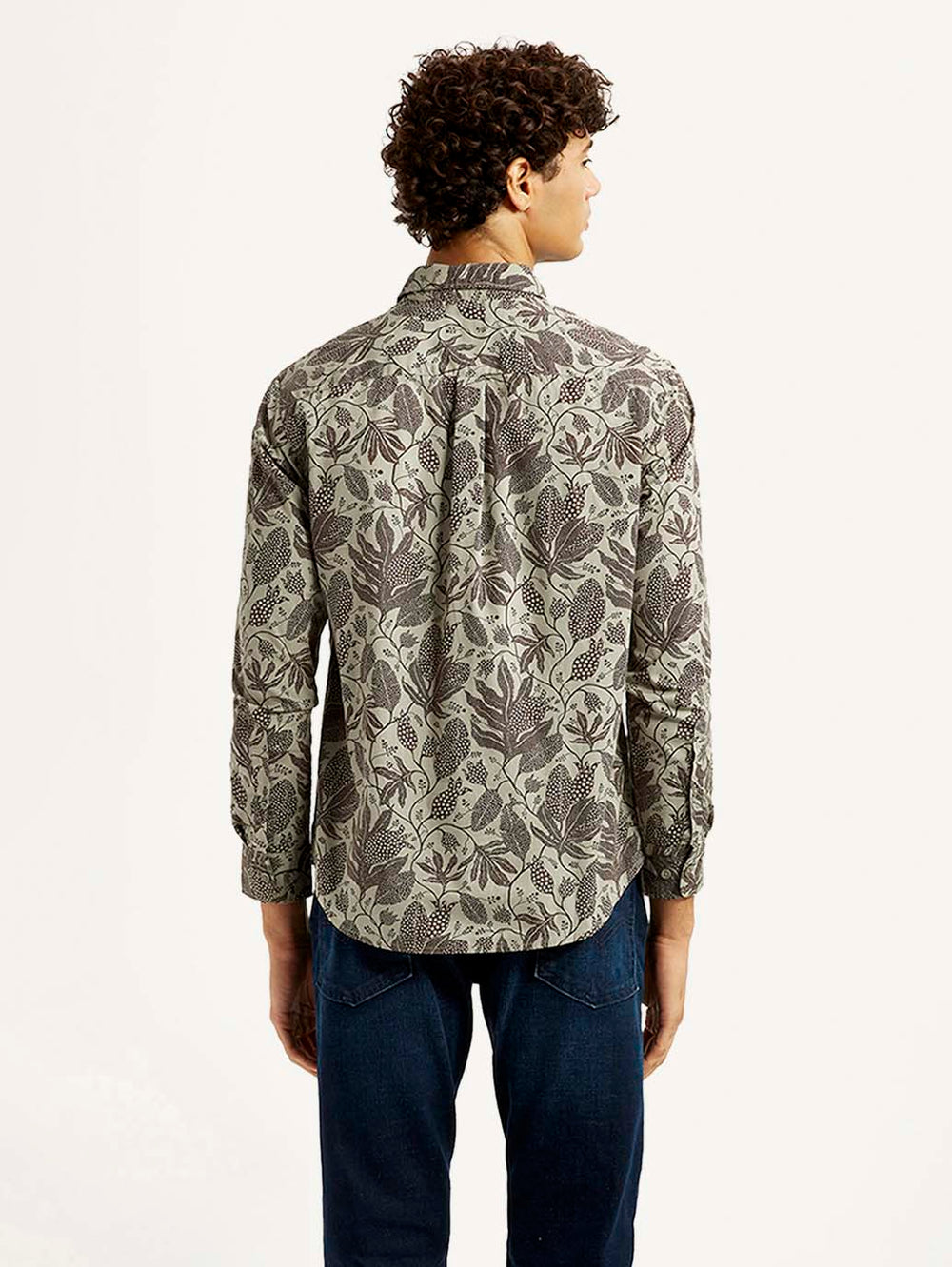 Men'S Printed Khaki Slim Fit Shirt - Goyalsons ShopMax