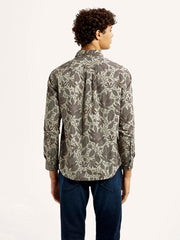 Men'S Printed Khaki Slim Fit Shirt - Goyalsons ShopMax