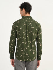 Men'S Floral Green Slim Fit Shirt