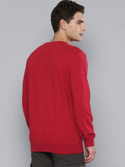 Men'S Solid Red Crew Neck Sweatshirt