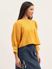 Madame Ladies Western Top H/S M4S18615 048 Mustard