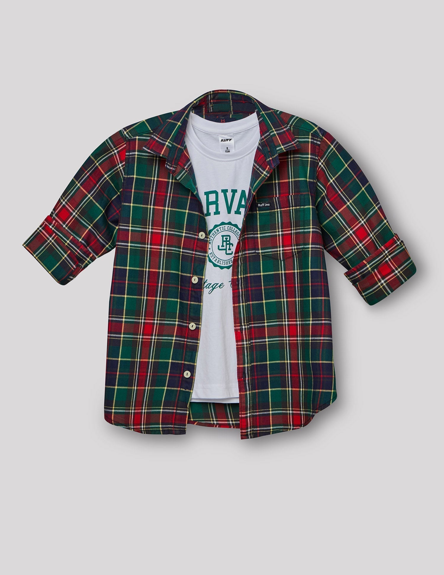 RUFF BOYS SHIRT F/S SB-09104 GREEN