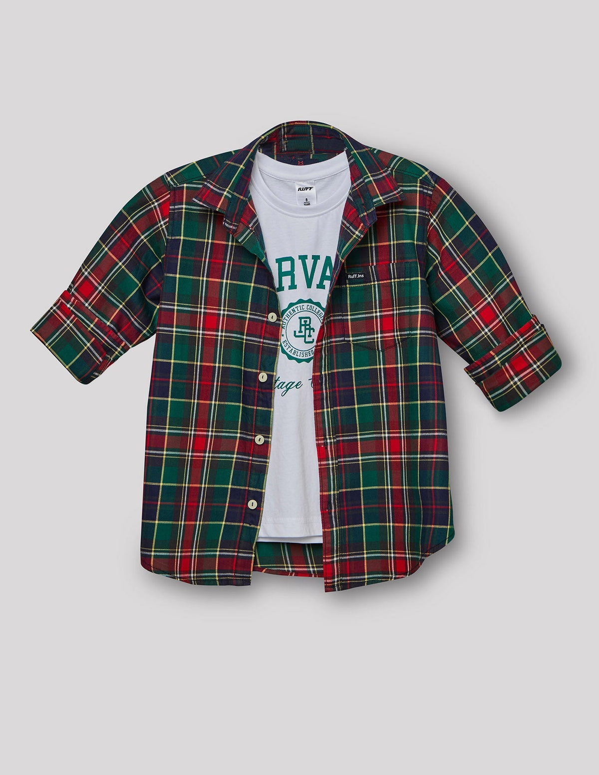 RUFF BOYS SHIRT F/S SB-09104 GREEN