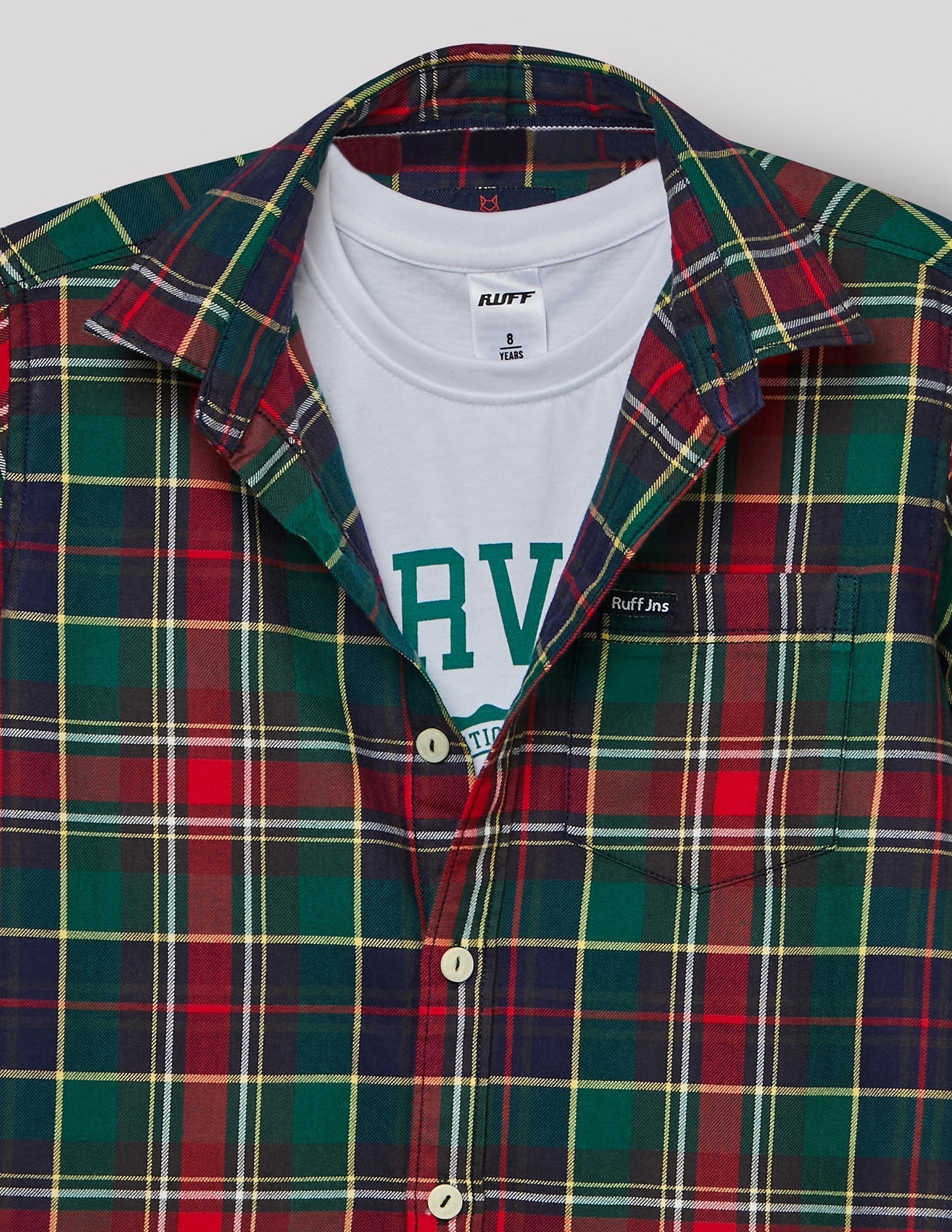 RUFF BOYS SHIRT F/S SB-09104 GREEN