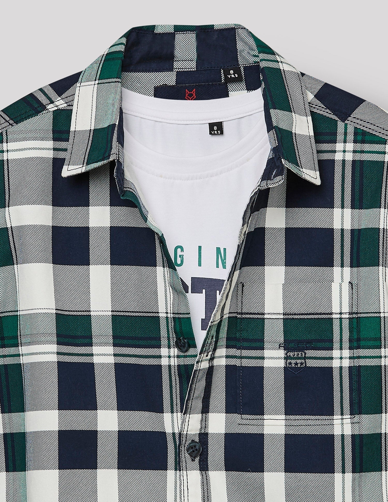 RUFF BOYS SHIRT F/S SB-09106 GREEN