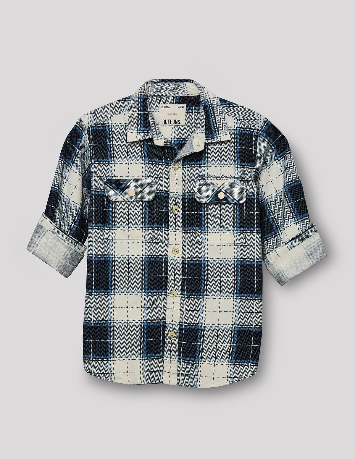 RUFF BOYS SHIRT F/S SB-09117 NAVY