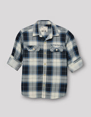 RUFF BOYS SHIRT F/S SB-09117 NAVY