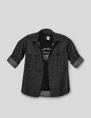 RUFF BOYS SHIRT F/S SB-09120 BLACK