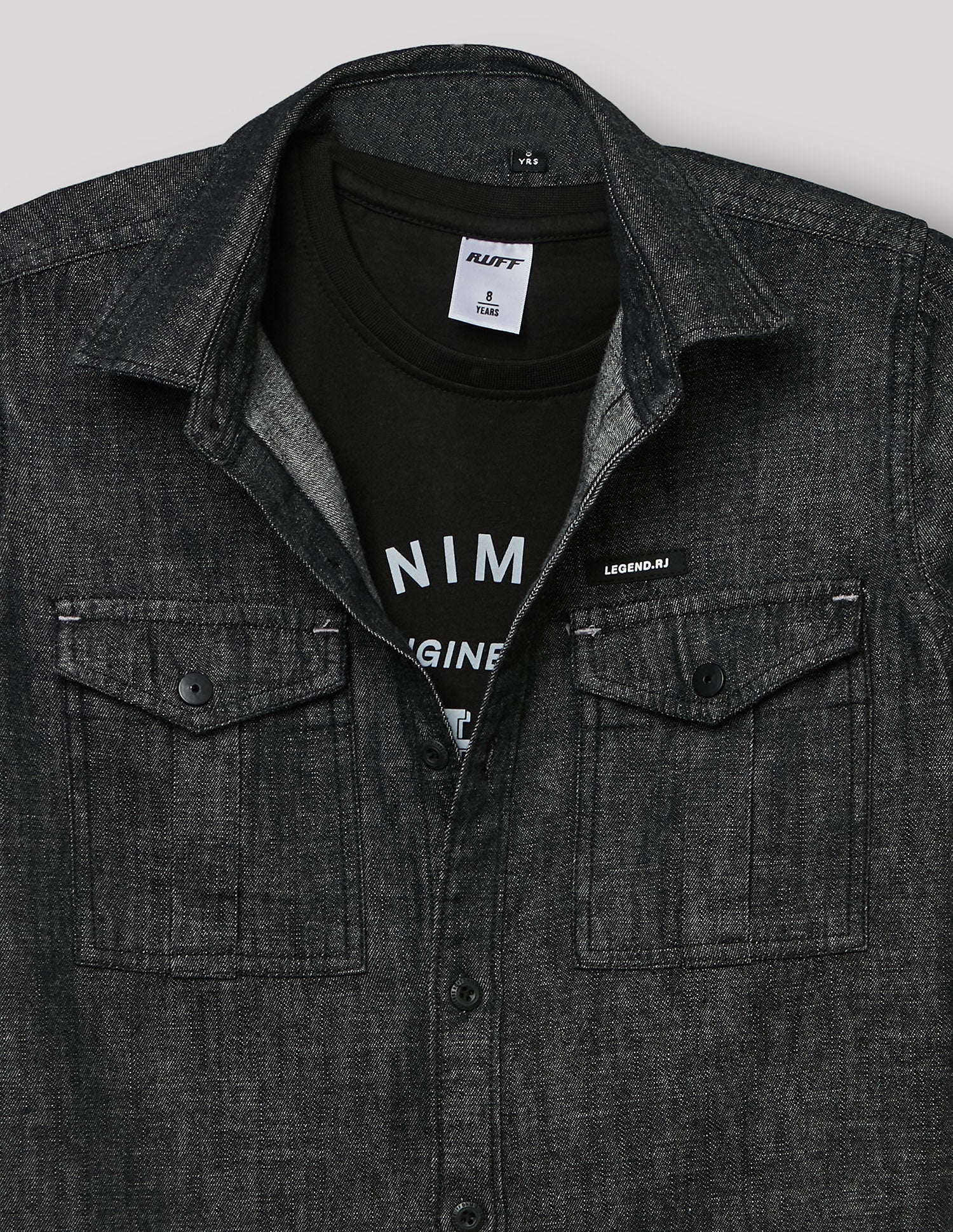 RUFF BOYS SHIRT F/S SB-09120 BLACK