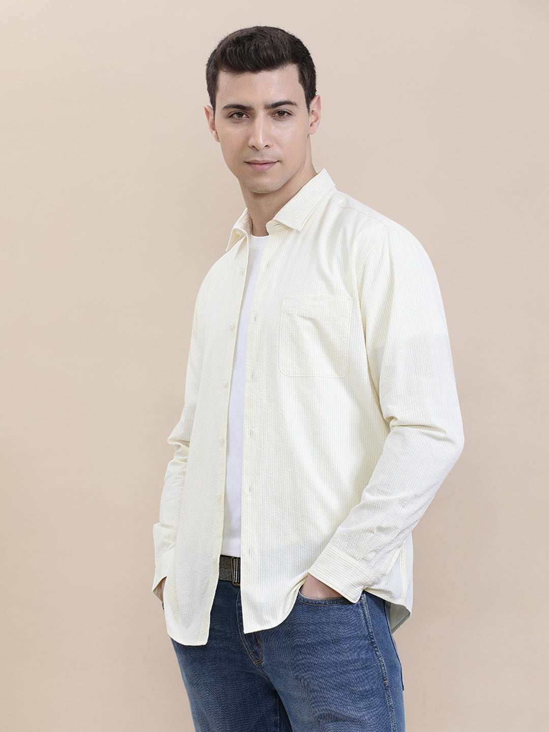 Crocodile Mens Casual Shirt F/S Crcs125-314Mt Yellow