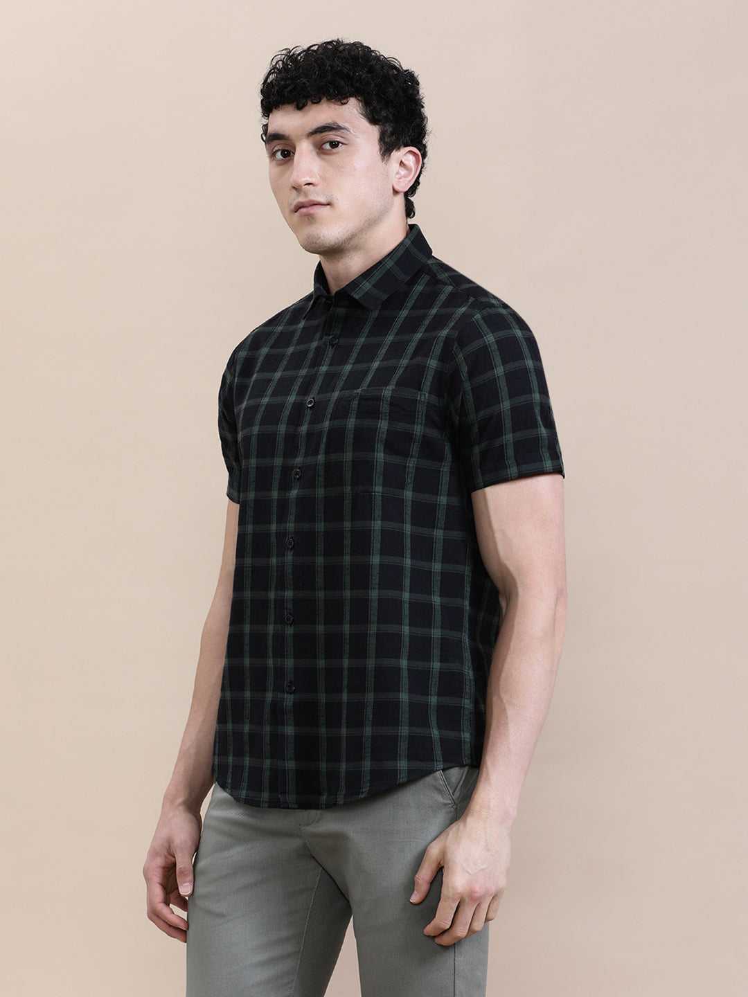 Crocodile Mens Casual Shirt H/S Crcs125-523Mt Hs Black