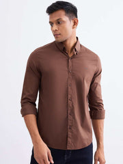 SPYKAR MENS CASUAL SHIRT F/S MSHSOS2BE185 BISON BROWN
