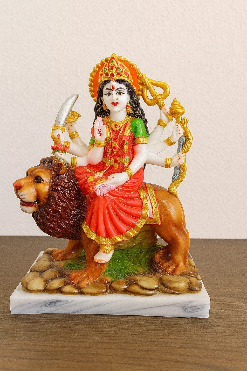 Powerful Goddess Durga Maa On Lion Statue